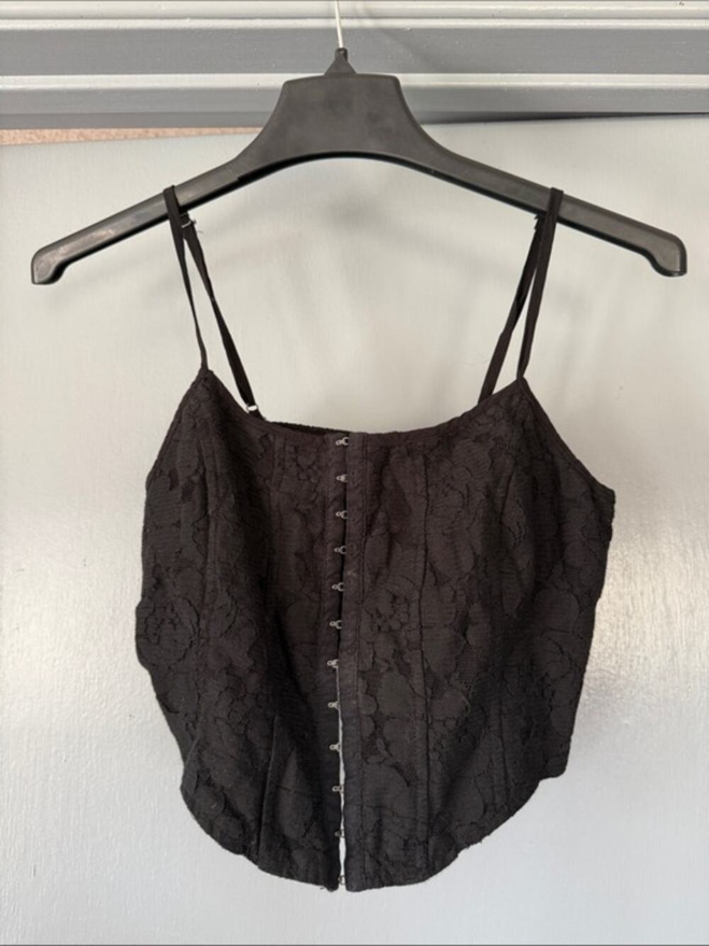 Wild Fable Black Lace Hook-Front Corset Crop Top size S